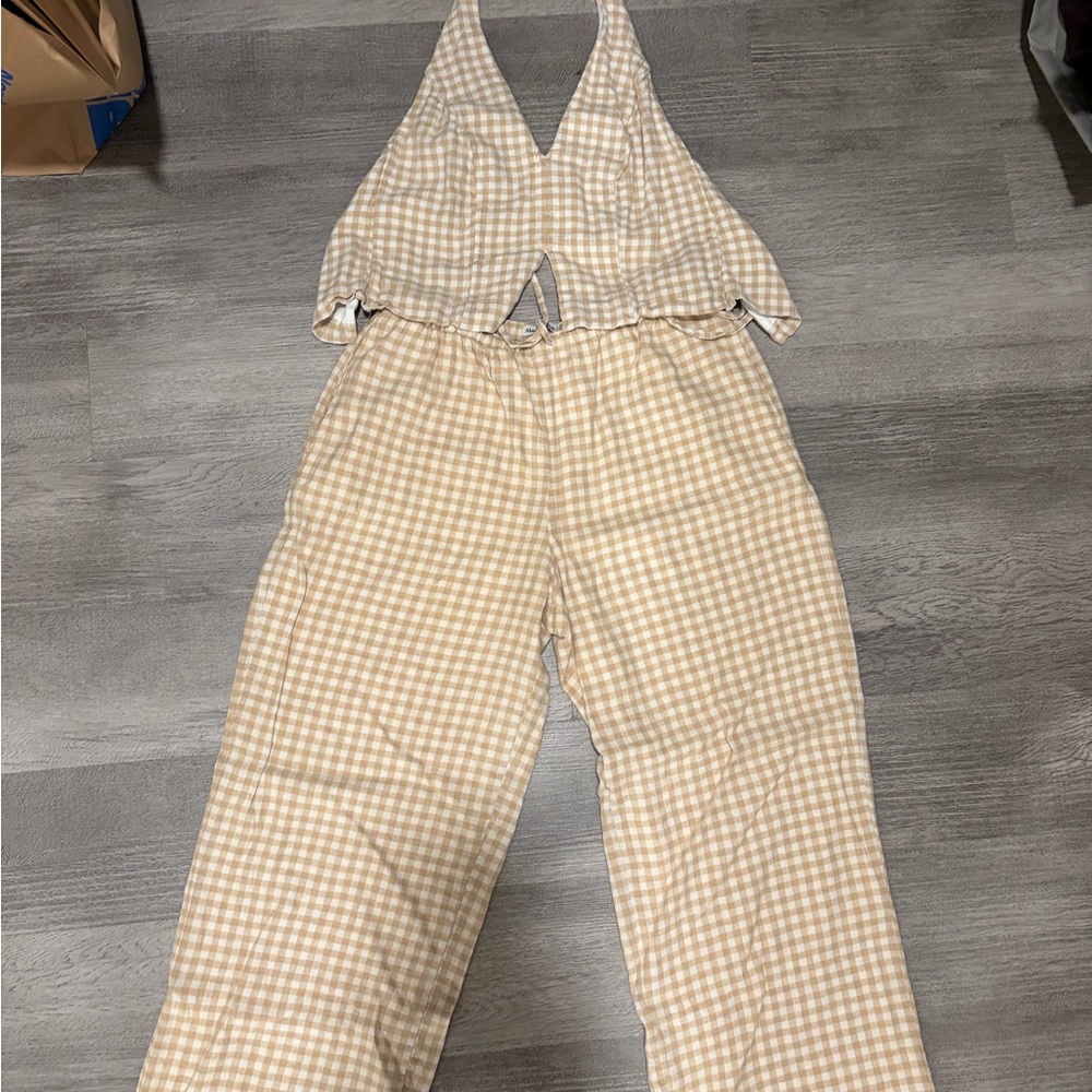 Abercrombie Beige Gingham Halter Matching Set